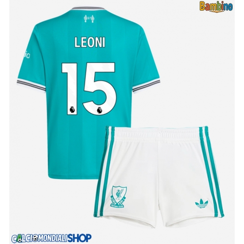 Maglie da calcio Liverpool Giovanni Leoni #15 Terza Maglia Bambino 2025-26 Manica Corta + Pantaloni corti)